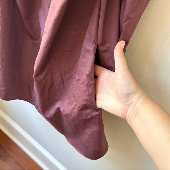 Tibi off shoulder plum tie sleeve chambray cotton mini dress - Picture 7 of 13